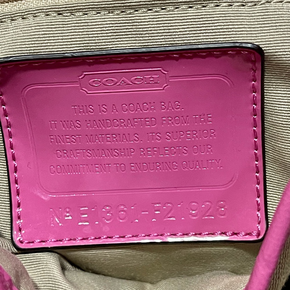 Y2K Coach Signature Canvas Backpack Brown Pink Trim C1361-F21928 Logo Flap - Picture 4 of 6